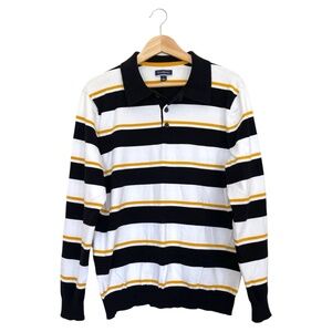 Club Room Men's Long Sleeve Striped Polo Shirt. Size: Large